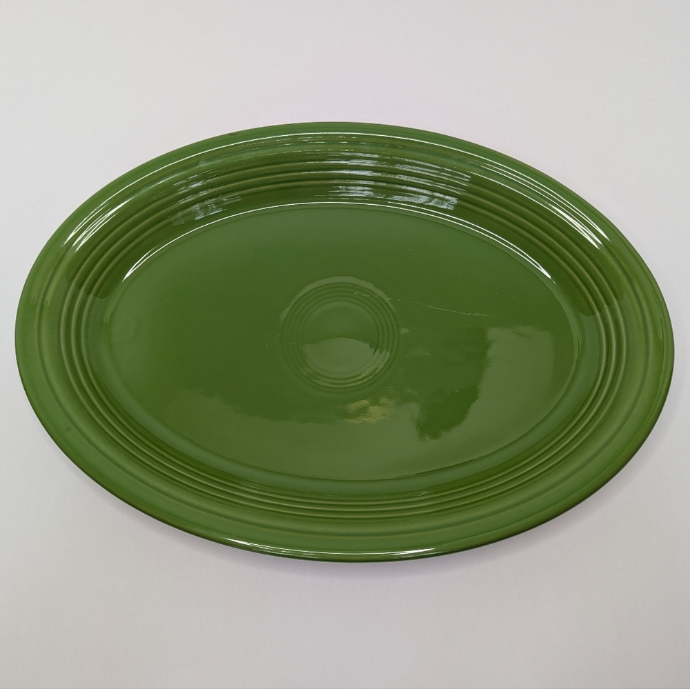 Fiesta Ceramic Large Oval Serving Platter Discontinued Shamrock Green 13.5 X 9.5